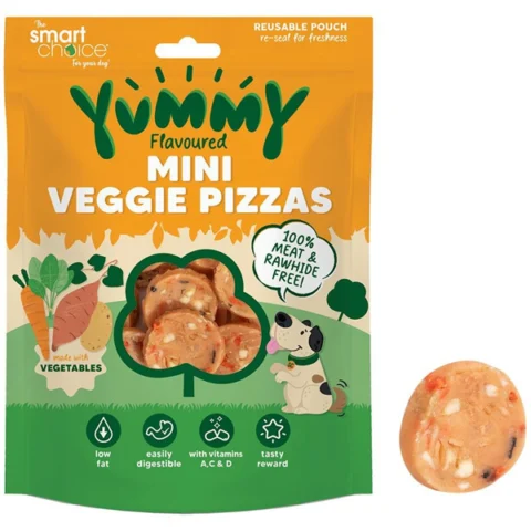 Smart Choice Yummy Meat-Free Mini Veggie Pizza Dog Treats 120g