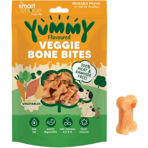 Smart Choice Yummy Meat-Free Veggie Bone Bites Dog Treats 100g