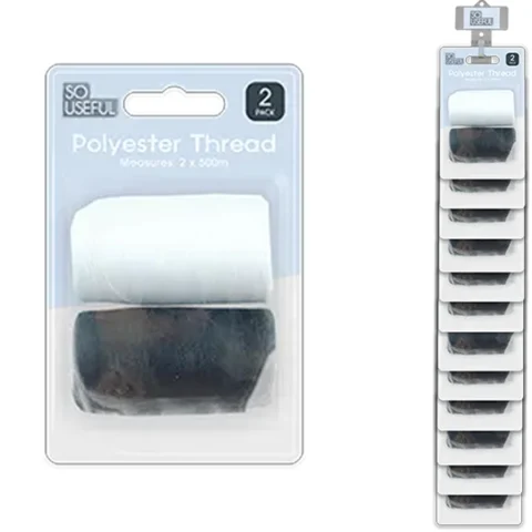 So Useful Black & White Polyester Thread 500m 2 Pack