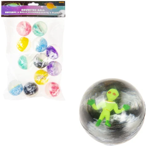 Space Alien Assorted Bouncy Ball 12 Pack