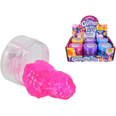 Sparkly Glitter Putty Slime Pots 80g Assorted Colours