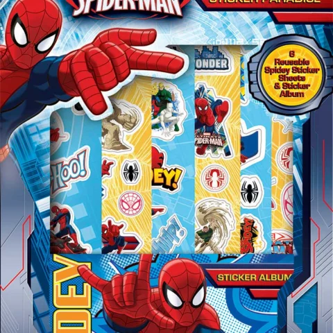 Spiderman Sticker Paradise 6 Reusable Sticker Sheets & Sticker Album