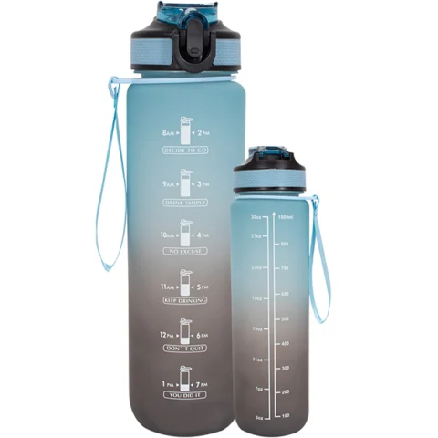 Sports Pull-Up Sipper Blue Ombre Water Bottle 1L