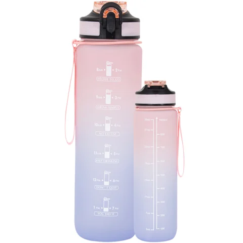 Sports Pull-Up Sipper Pink Ombre Water Bottle 1L