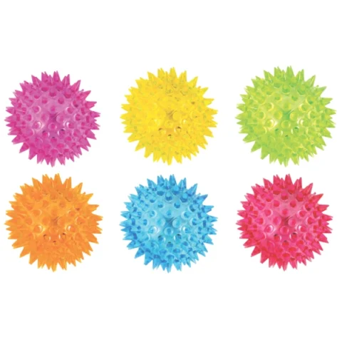 "Squeeze It" Super Size Neon Flashing Spiky Balls 6 Assorted