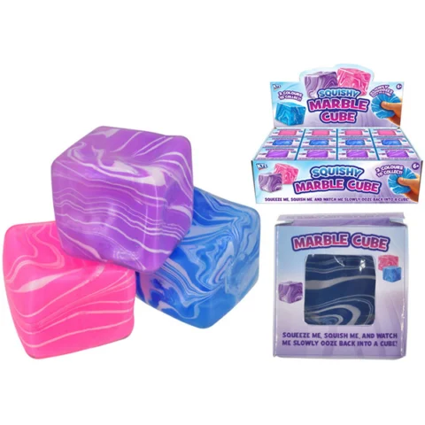 Squishy Marble Cube Squish Toy 5cm Assorted Colours