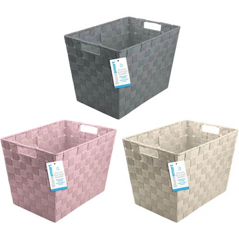 Store Smart Glitter Thread Woven Storage Basket 34cm X 24cm X 24cm