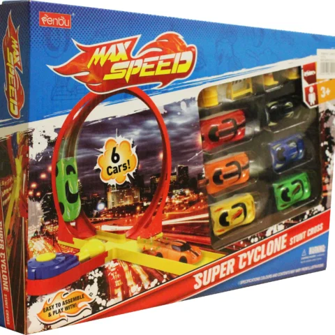 Super Cyclone Stunt Cross Racing Set With 6 Cars
