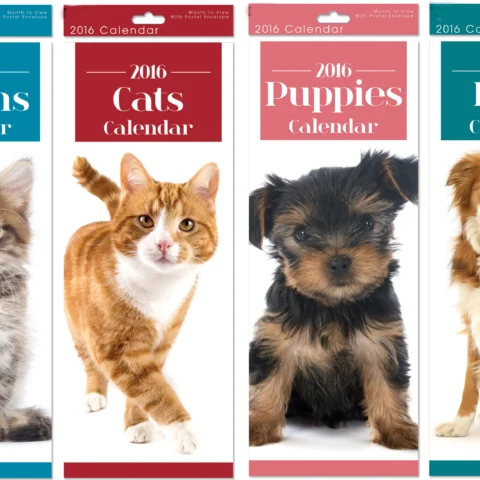 Super-Slim Calendar: Cute Animals PUppies, Kittens, Dogs, Cats