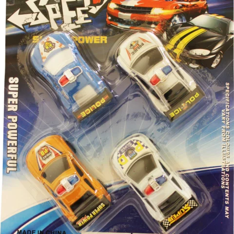 Super Speed 4pc Police Car Set (Approx 25.5cm X 20.5cm)