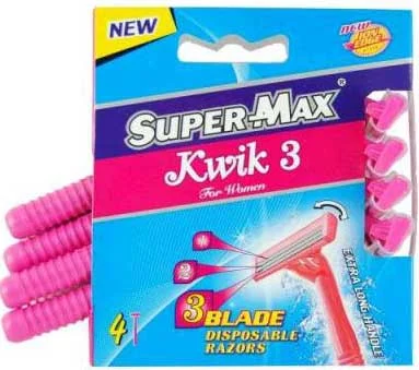 Supermax Kwik 3 Blade Ladies Long Handle 4pk
