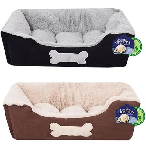 Sweet Dreams Classic Faux Suede Plush Pet Bed Small 46cm X 36cm X 15cm Assorted Colours