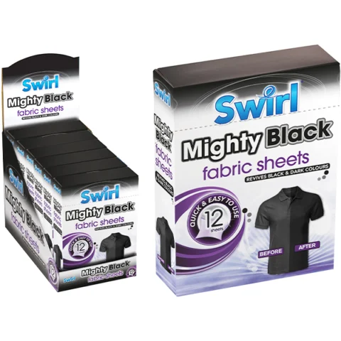 Swirl Mighty Black Fabric Sheets 12 Pack
