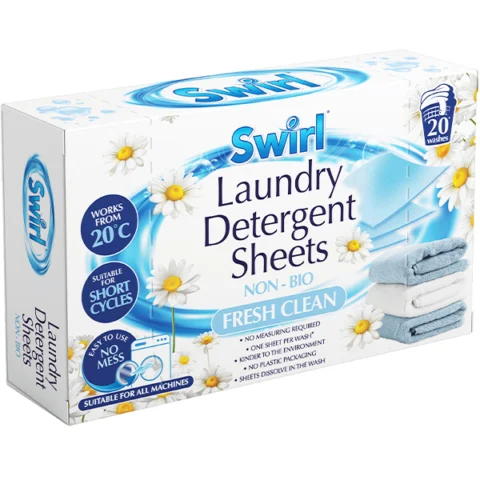 Swirl Non-Bio Fresh Clean Laundry Detergent Sheets 20 Pack