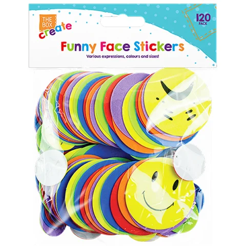 The Box Assorted Colour Funny Expressions Foam Stickers 120 Pack