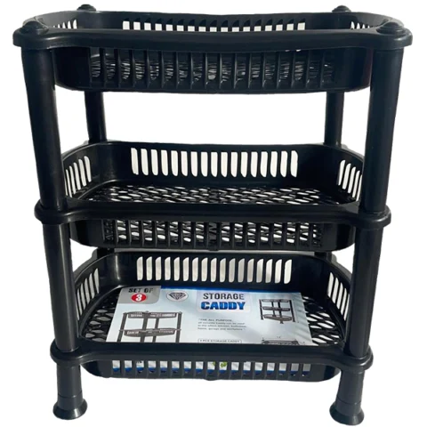 Three Tier Storage Basket Caddy Black