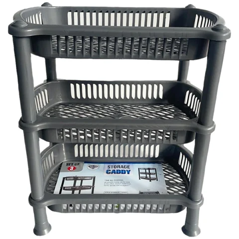 Three Tier Storage Basket Caddy Silver