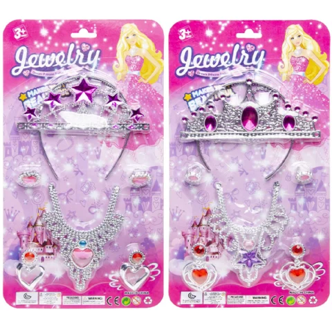 Tiara & Necklace Pink Jewellery Beauty Set 6pc