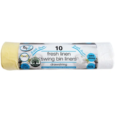 Tidyz 10 Fresh Linen Extra Strong Swing Bin Liners 50L