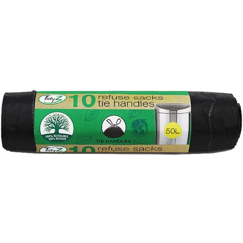 Tidyz 10 Recycled Extra Strong Refuse Sacks 50L