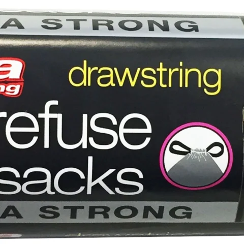 Tidyz 10 Silver Drawstring Extra Strong Refuse Sacks 50l
