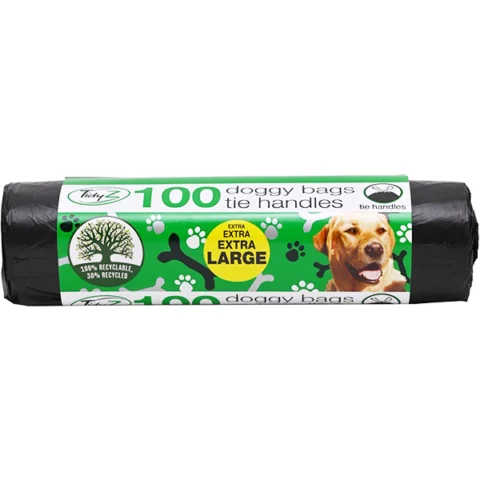Tidyz 100 Extra Large Tie Handle Doggy Bags 30cm X 36cm