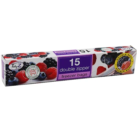 Tidyz 15 Extra Strong Double Zipper Freezer Bags 25cm