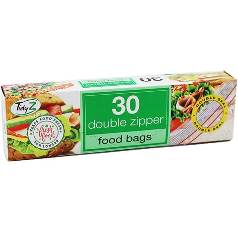 Tidyz 30 Extra Strong Double Zipper Food Bags