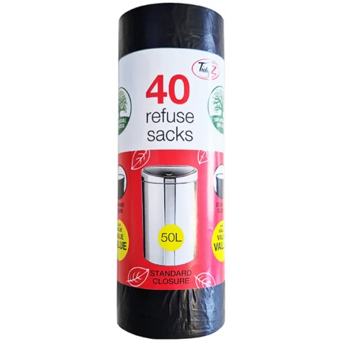 Tidyz 50L Refuse Sacks 40 Pack