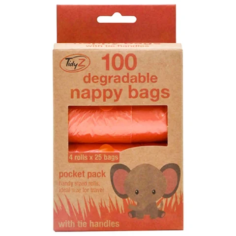 Tidyz Degradable Nappy Bags With Tie Handles 100 Pack