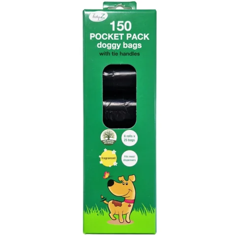 TidyZ Pocket Pack Fragranced Tie Handles Doggy Bags 150 Pack