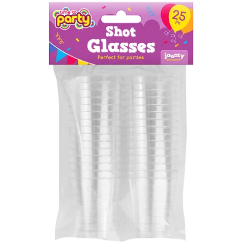 Time To Party Plastic Shot Glasses 25 Pack