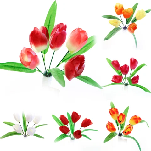 Tulip Bush Artificial Flowers Assorted Colours