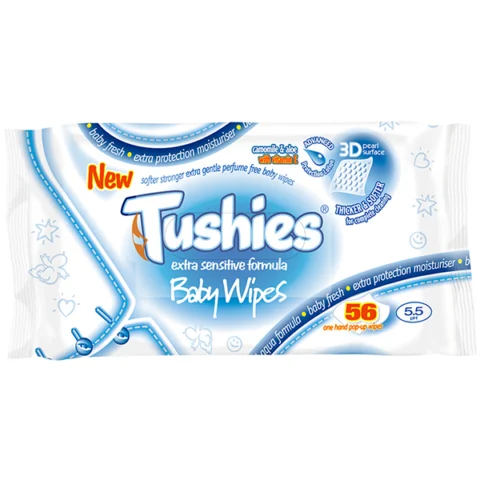 Tushies Extra Sensitive Baby Wipes 56 Pack