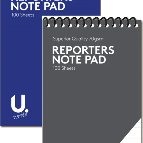 U. 70gsm Reporters Notepad 5" X 8" 70gsm 2 Assorted Colours