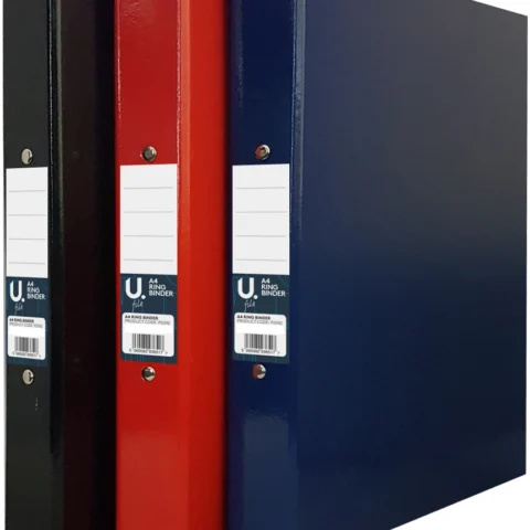 U. A4 Ring Binders 3 Assorted Colours
