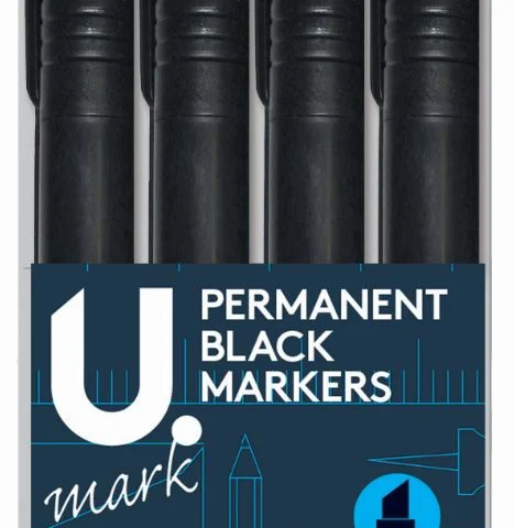 U. Black Permanent Markers 4 Pack