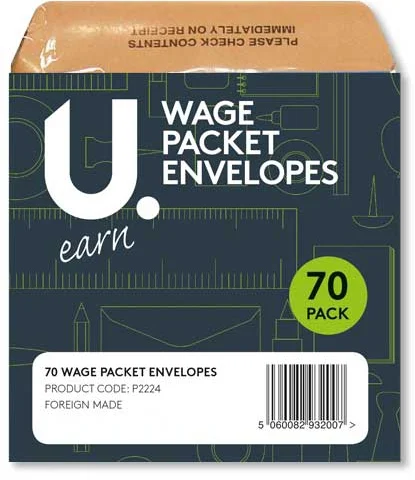 U.Earn Wage Packet Envelopes 70 Pack