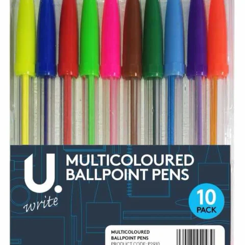 U. Multicoloured Ballpoint Pens 10 Pack