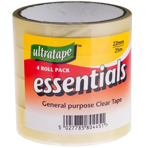 Ultratape General Purpose Clear Tape 4 Pack 22mm X 25m