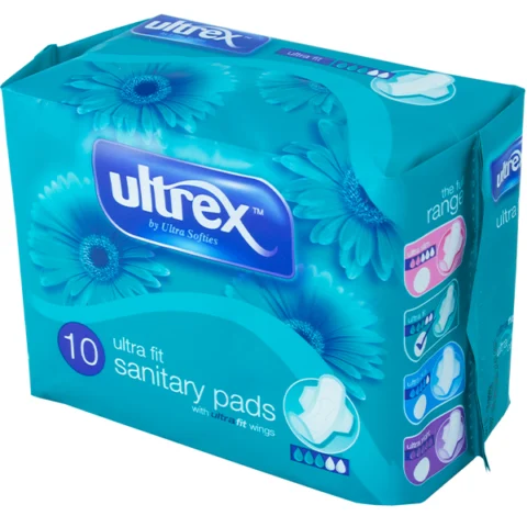 Ultrex Ultra Fit Sanitary Pads With Wings 10 Pack