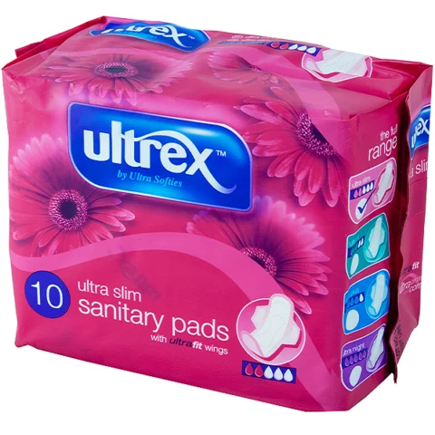 Ultrex Ultra Slim Sanitary Pads with Ultra Fit Wings 10 Pack