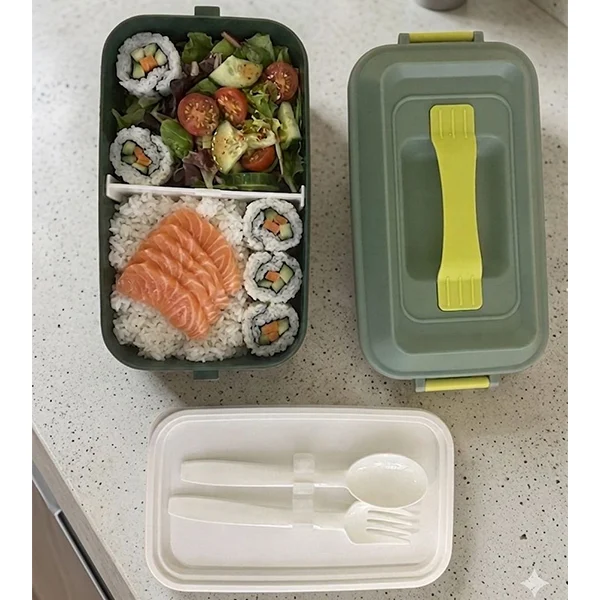 Vagonlife Single Layer Portable Lunch Box with Cutlery 1L Assorted Colours