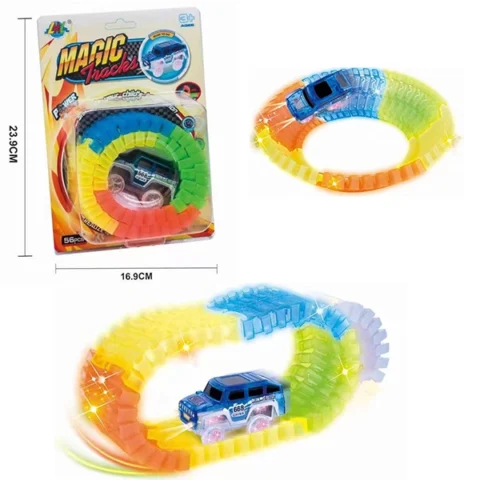 Variety Tracks Multicoloured Tracks With Light Up Car Assorted 56pc