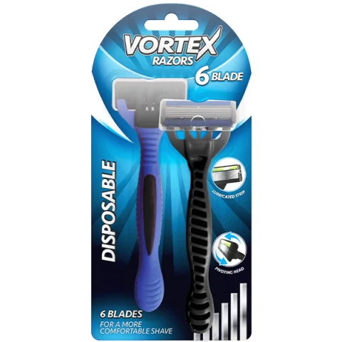 Vortex 6 Blade Disposable Men's Razors 2 Pack