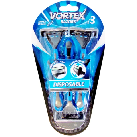 Vortex Men's Triple Blade Disposable Razors 3 Pack