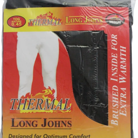 Warmland Thermal Long Johns Black- Brushed Inside For Extra Warmth (Tog Rating 0.45) - Medium