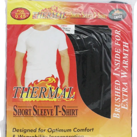 Warmland Thermal Short Sleeve T-Shirt Black- Brushed Inside For Extra Warmth (Tog Rating 0.45) - Large