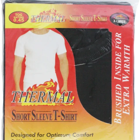 Warmland Thermal Short Sleeve T-Shirt Black- Brushed Inside For Extra Warmth (Tog Rating 0.45) - Xlarge
