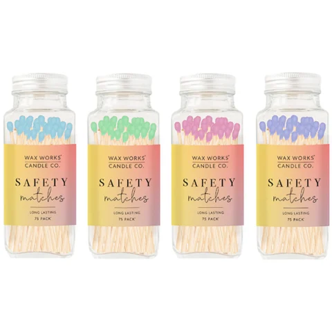 Wax Works Candle Co Pastel Safety Matches 75 Pack Assorted Colours
